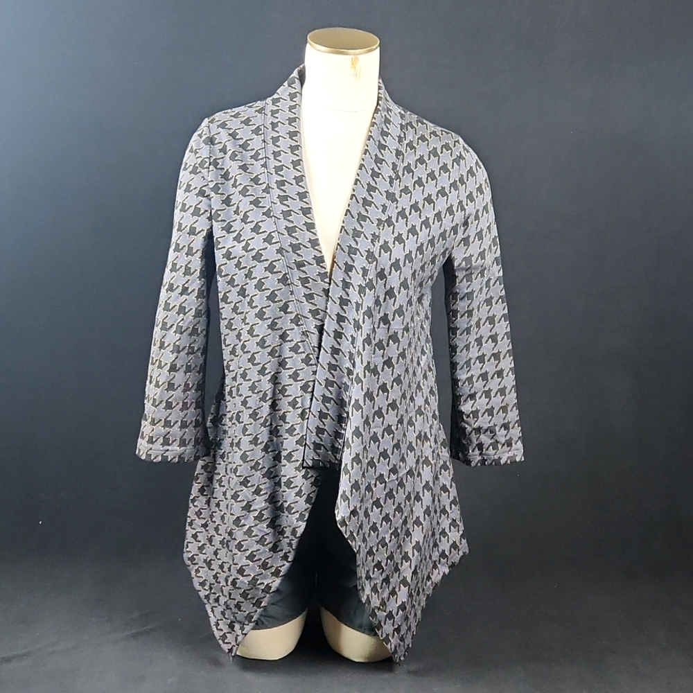 Nicole Marie - Women's Houndstooth Cardigan- Gray/Black w/gold metallic- Size S